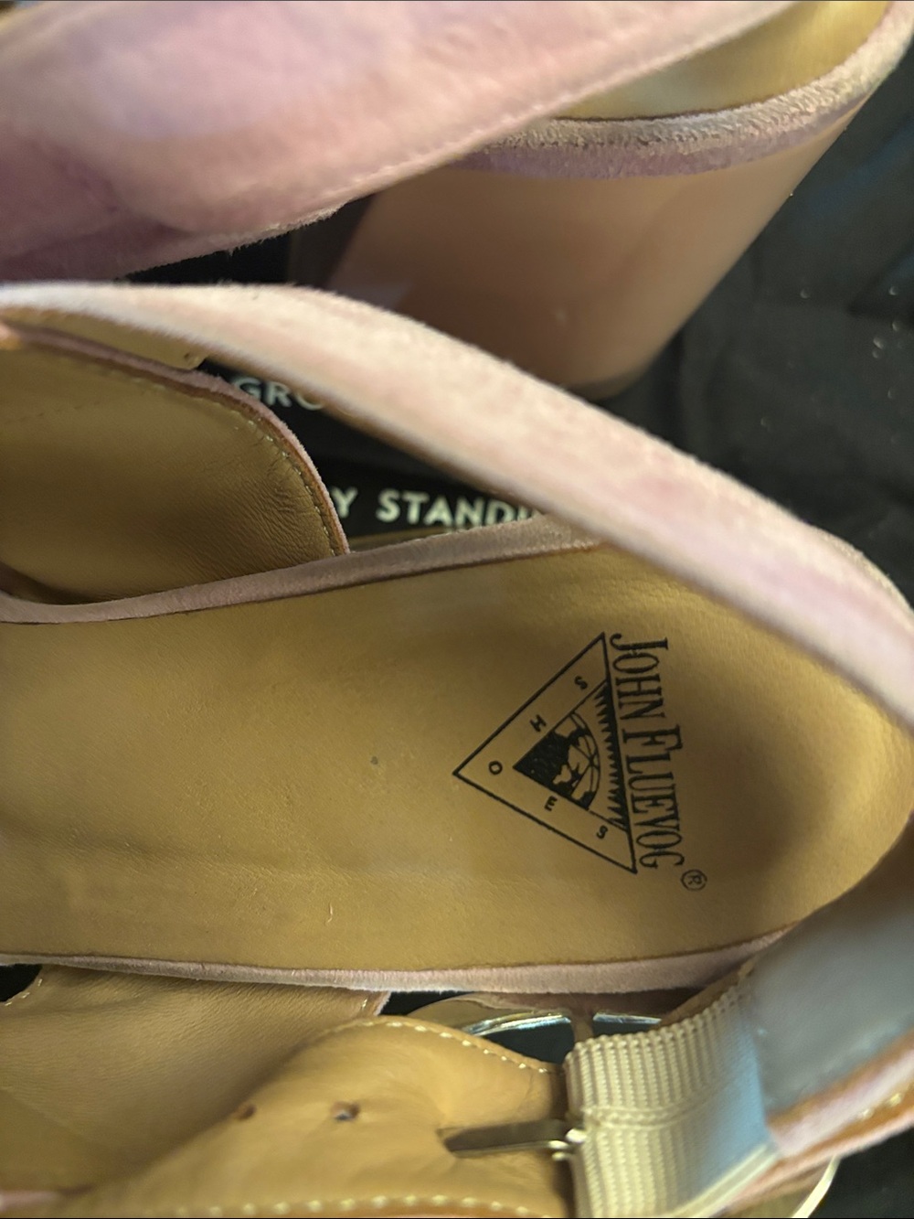 John Fluevog Blush Pink Suede Platform Wedge Sandals - Picture 7 of 9